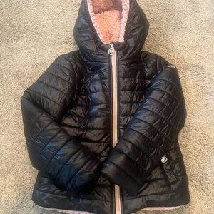 Michael Kors Black Puffer Jacket with Pink Interior Girls Size 7/8